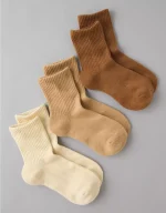 AE Solid Cropped Crew Socks 3-Pack