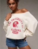 AE Alabama Crimson Tide Graphic Off The Shoulder Sweatshirt