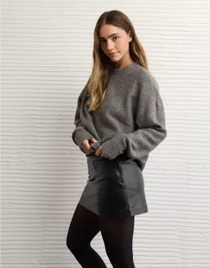 AE Mid-Rise Vegan Leather Skort