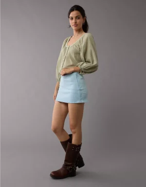 AE Next Level Low-Rise Denim Micro Skort