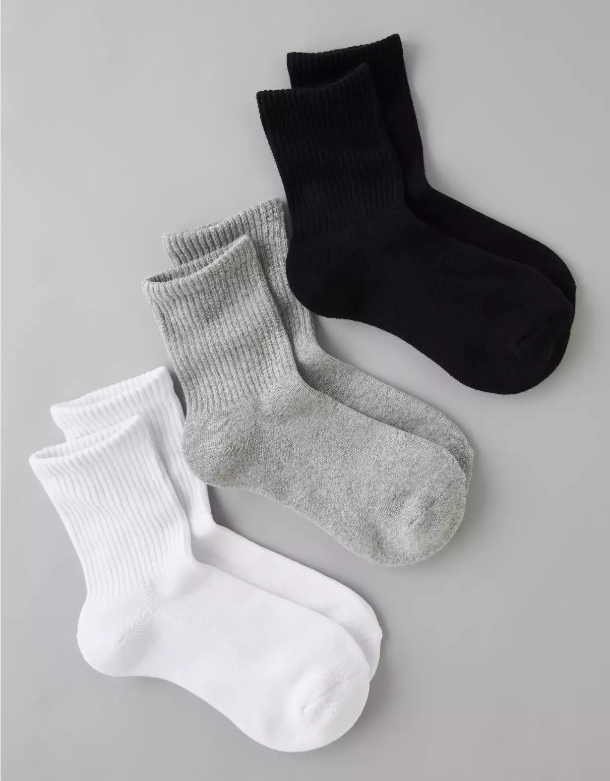 AE Solid Cropped Crew Socks 3-Pack