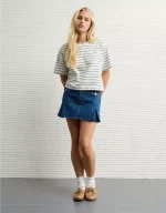 AE Stretch Low-Rise A-Line Pleated Mini Skirt