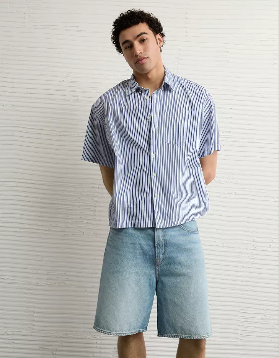 AE Poolside Poplin Striped Button-Up Shirt - Image 2