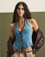 AE Denim Halter Vest