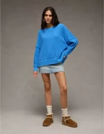 AE Big Hug Off-The-Shoulder Waffle Sweatshirt