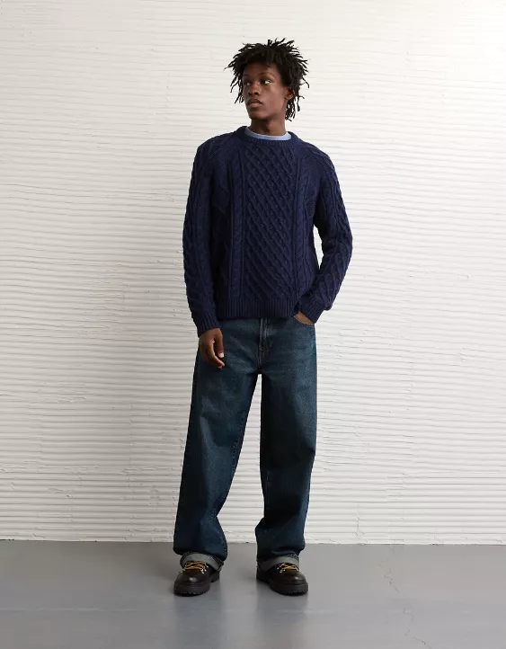 AE Cable Knit Crew Neck Sweater - Image 5