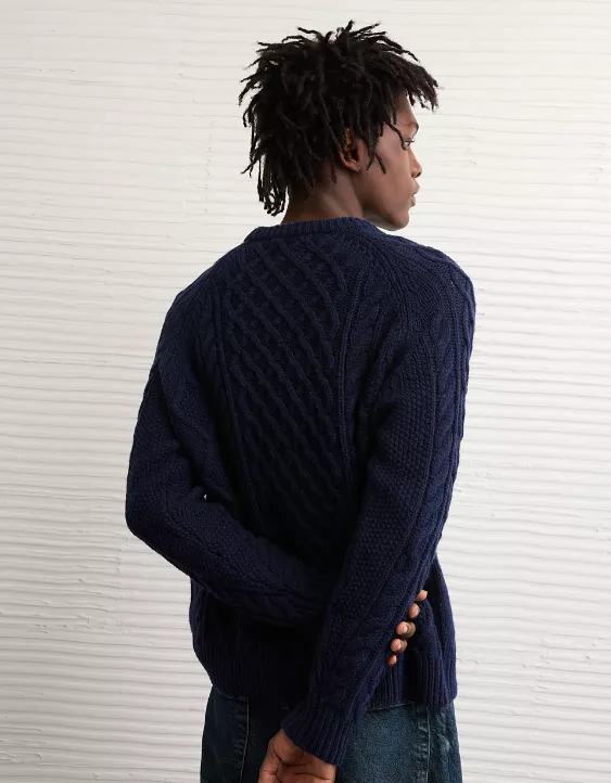 AE Cable Knit Crew Neck Sweater - Image 2