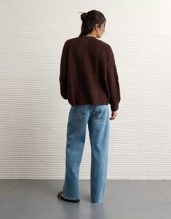 AE Whoa So Soft Notch Neck Cable Sweater - Image 2