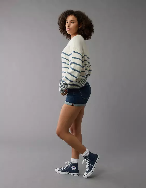 AE Next Level Curvy Low-Rise Denim Midi Short - Image 5