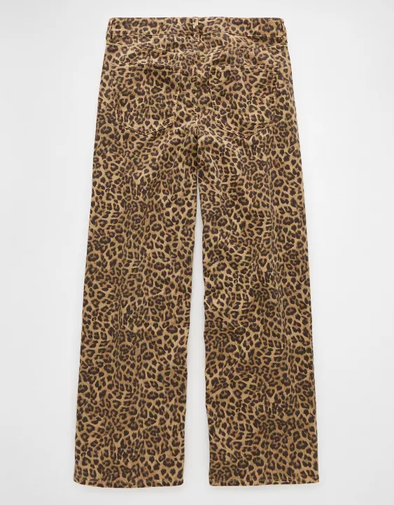AE Stretch Leopard Low-Rise Baggy Wide-Leg Pant - Image 4