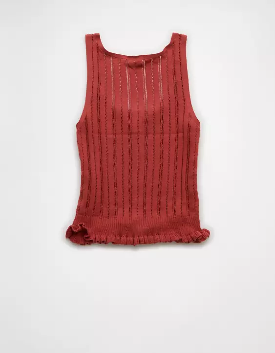 AE Pointelle Peplum Sweater Tank Top - Image 4