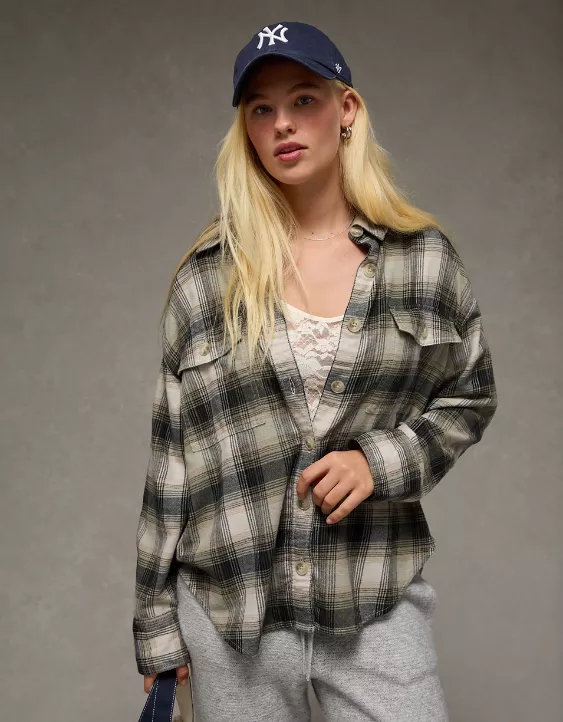 AE Plaid Button-Up Shirt - Image 2