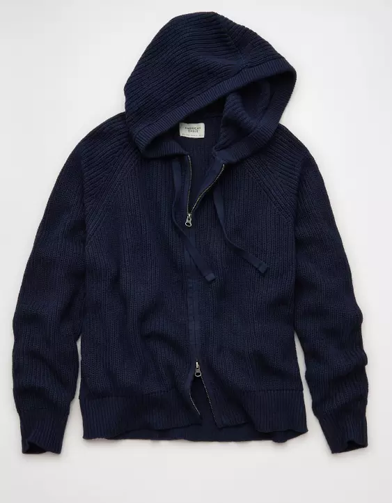 AE Zip-Up Shaker Stitch Sweater Hoodie - Image 3