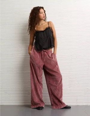 AE Stretch Corduroy Low-Rise Baggy Wide-Leg Pant