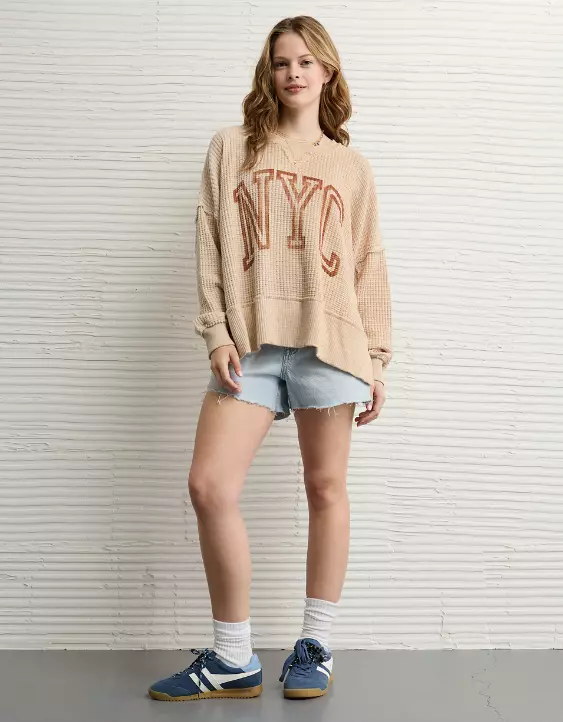 AE Big Hug Crew Neck Waffle Sweatshirt - Image 5