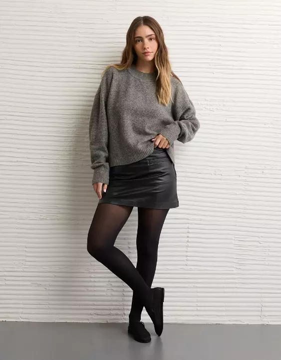 AE Mid-Rise Vegan Leather Skort - Image 5