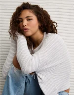 AE Long-Sleeve Waffle Plush Crew Neck Tee