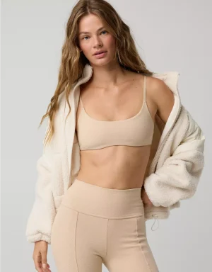 OFFLINE By Aerie Jacquard Twill Curved Band Sports Bra