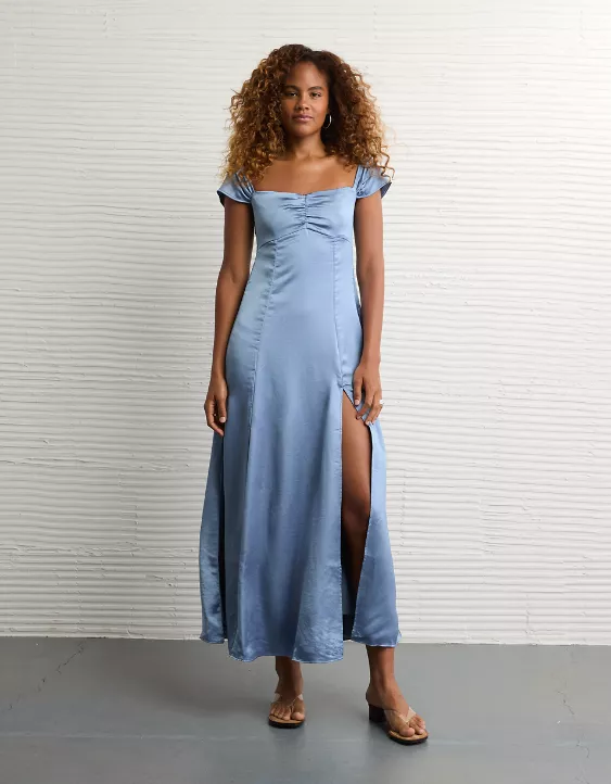 AE Satin Sweetheart Off-The-Shoulder Maxi Dress - Image 2