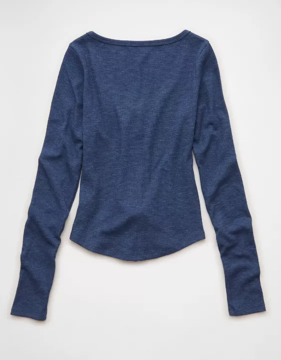 AE Waffle Long Sleeve Button-Up Tee - Image 4