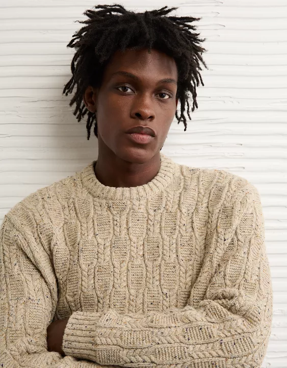 AE Cable Knit Crew Neck Sweater - Image 6