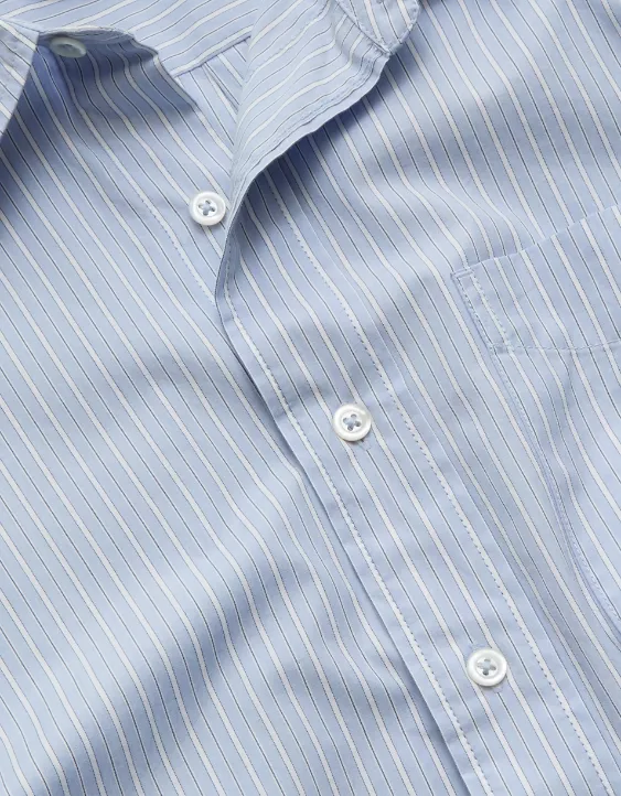 AE77 Premium Relaxed Striped Poplin Button-Up Shirt - Image 9