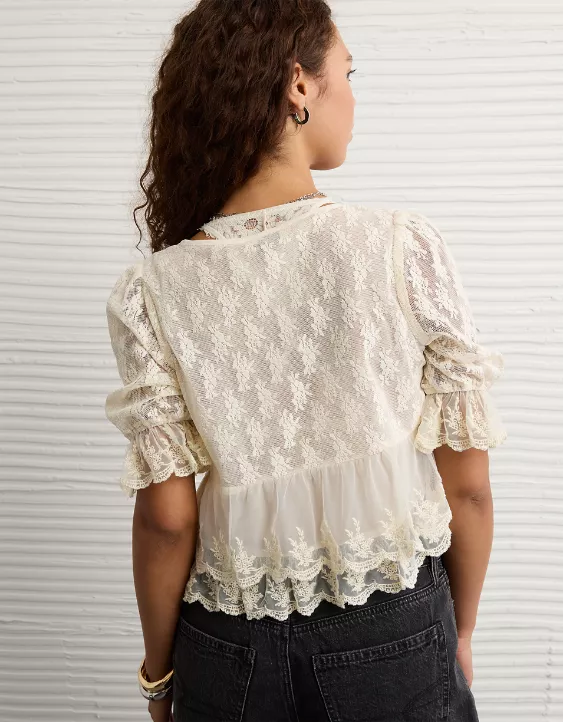AE Ruffled Tie-Front Blouse - Image 2