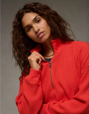 AE Half-Zip Waffle Fleece Sweatshirt