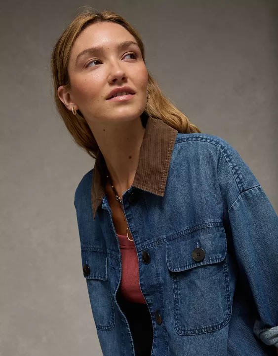 AE Lightweight Denim Shacket - Image 7