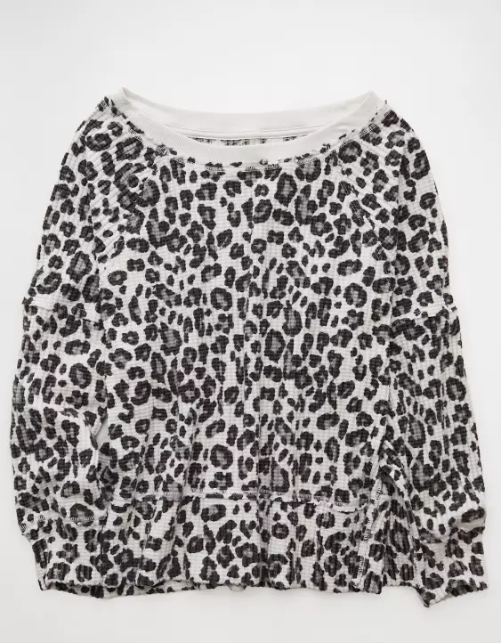 AE Big Hug Off-The-Shoulder Waffle Sweatshirt - Image 4